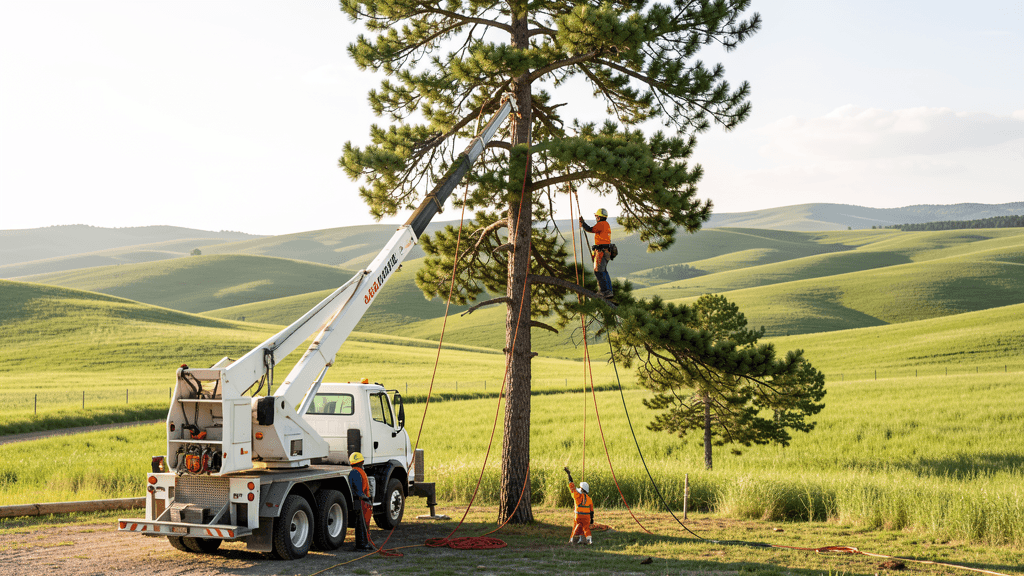 Professional tree service crew working in the Palouse region of Idaho